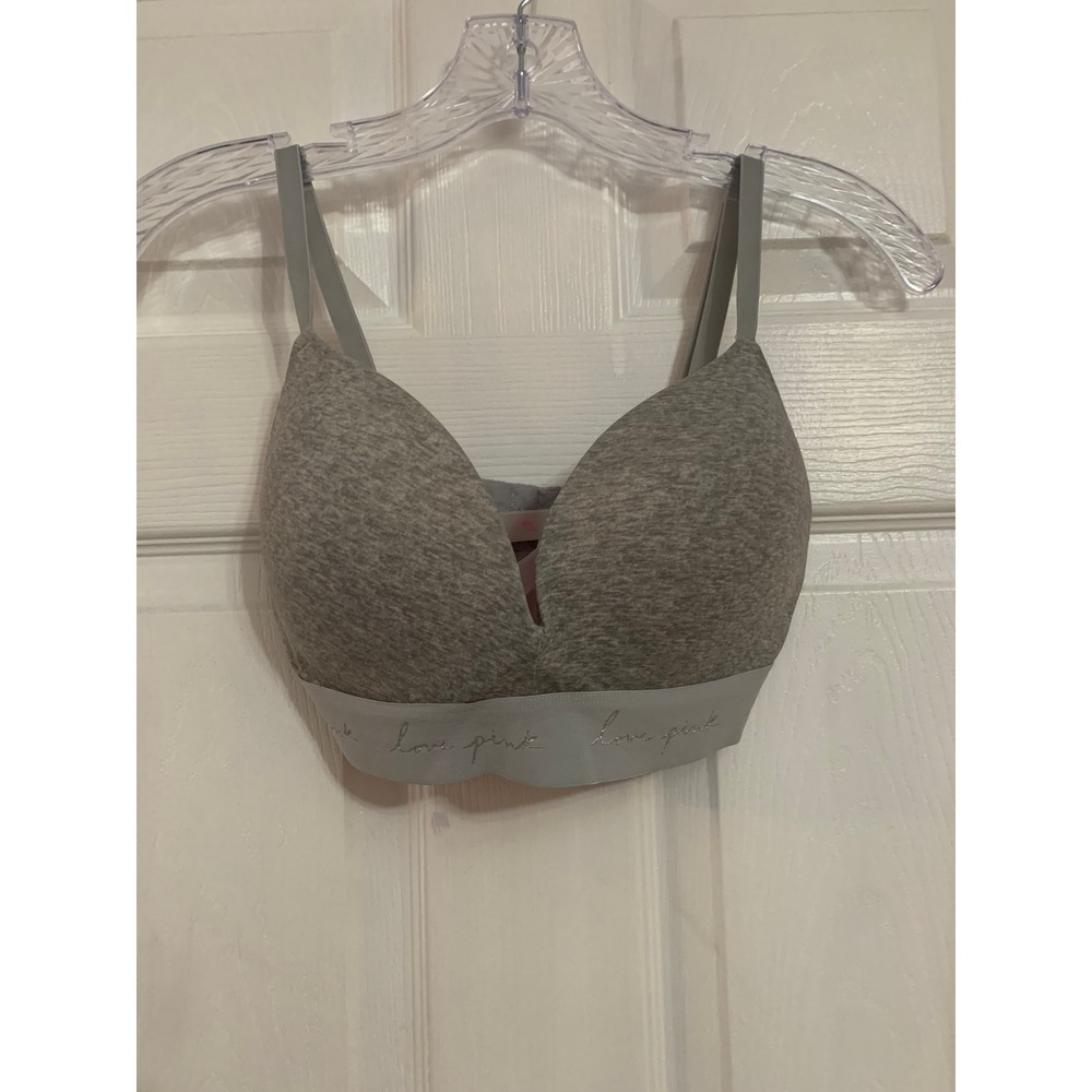 Victoria's Secret PINK Wear Everywhere Wireless Push Up Bra Gray 34D